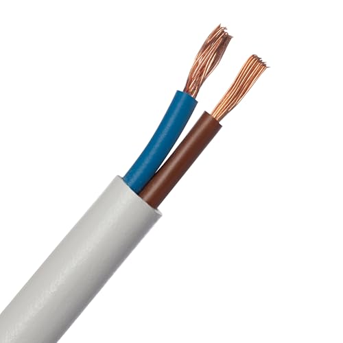 LEXMAN - Stromkabel H05VV-F 2X1.5-2 x 1,5 mm² - 500 V - Polyvinylchlorid (PVC) - Kupfer - ⌀ 7,5 mm - 25 m - Weiß - Schlauchleitung - Kabel Leitung - Stromkabel 2 adrig - Gerätekabel von LEXMAN