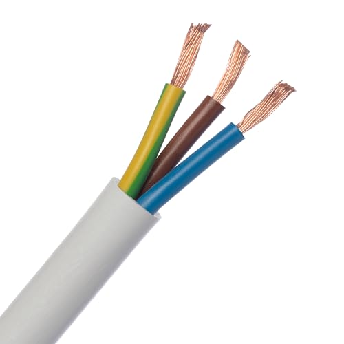 LEXMAN - Stromkabel H05VV-F 3G1.5-3 x 1.5 mm² - 500 V - Polyvinylchlorid (PVC) - Kupfer - ⌀ 8 mm - 15 m - Weiß - Schlauchleitung - Kabel Leitung - Stromkabel 3 adrig - Gerätekabel von LEXMAN