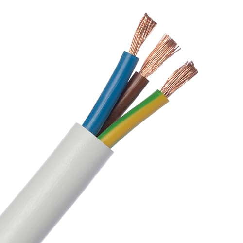 LEXMAN - Stromkabel H05VV-F 3G2.5-3 x 2.5 mm² - 500 V - Polyvinylchlorid (PVC) - Kupfer - ⌀ 10 mm - 15 m - Weiß - Schlauchleitung - Kabel Leitung - Stromkabel 3 adrig - Gerätekabel von LEXMAN
