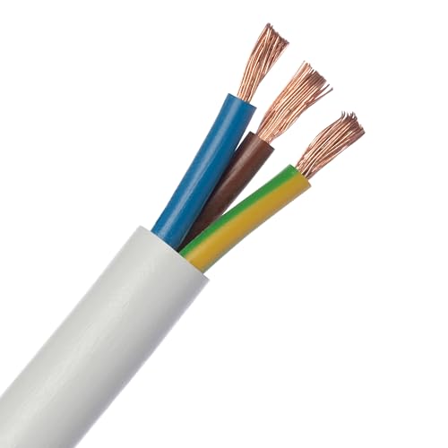 LEXMAN - Stromkabel H05VV-F 3G2.5-3 x 2.5 mm² - 500 V - Polyvinylchlorid (PVC) - Kupfer - ⌀ 10 mm - 50 m - Weiß - Schlauchleitung - Kabel Leitung - Stromkabel 3 adrig - Gerätekabel von LEXMAN
