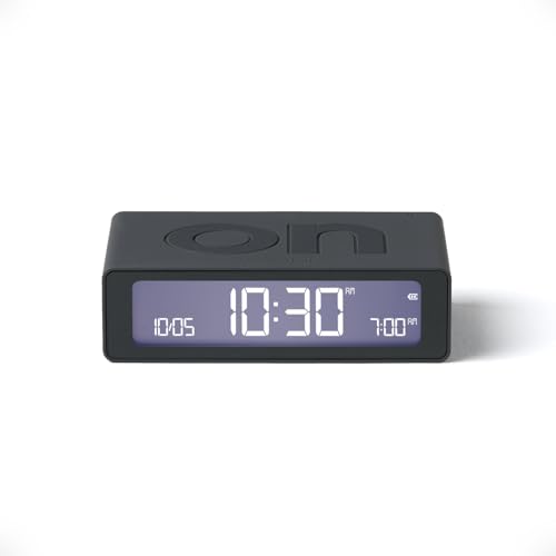LEXON Flip Mini Reisewecker, digitaler LED-Wecker mit On/Off-Funktion, Einstellbarer Helligkeit, wiederaufladbar und berührungsempfindlich, ideal als Nachttisch-Wecker - Dunkelgrau von LEXON