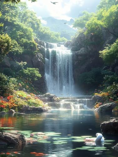 Landschaft Diamond Painting Erwachsene Kinder, Fallen Diamant Painting Bilder Set, 5D Vollbohrer Kristall Stickerei Kreuzstich Basteln, Home Wand Deko Wohnzimmer, Geschenke für Frauen 30x40cm 7m-28J von LEYAUPGO