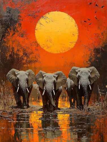 Sonnenuntergang Diamond Painting Erwachsene Kinder, Elefant Diamant Painting Bilder, 5D Vollbohrer Kristall Stickerei Kreuzstich Basteln Erwachsene Anfänger, Home Wand Deko Wohnzimmer 30x40cm 7q-863 Sonnenuntergang Diamond Painting Erwachsene Kinder, Elefant Diamant Painting Bilder, 5D Vollbohrer Kristall Stickerei Kreuzstich Basteln Erwachsene Anfänger, Home Wand Deko Wohnzimmer 30x40cm 7q-863 von LEYAUPGO