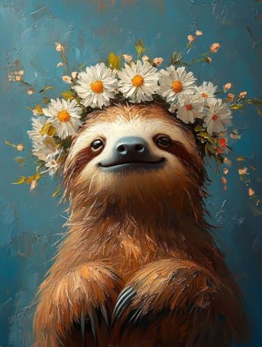 Tier Diamond Painting Erwachsene Kinder, Blume Diamant Painting Bilder Set, 5D Vollbohrer Kristall Stickerei Kreuzstich Basteln Erwachsene Anfänger Home Wand Deko Wohnzimmer Geschenke 70x95cm 7k-91U von LEYAUPGO