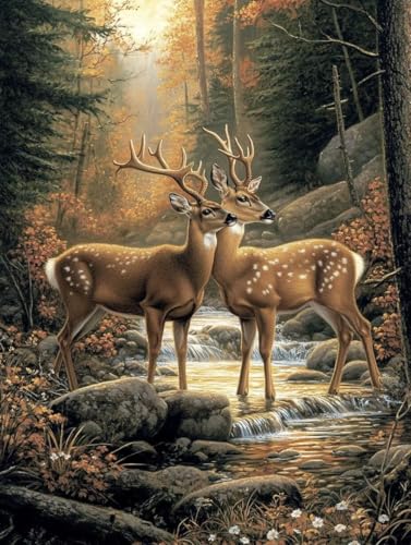 Tier Diamond Painting Erwachsene Kinder, Reh Diamant Painting Bilder Set, 5D Vollbohrer Kristall Stickerei Kreuzstich Basteln Erwachsene Anfänger Home Wand Deko Wohnzimmer Geschenke 70x95cm 7x-76C von LEYAUPGO