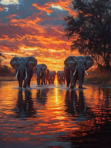 Tier Diamond Painting Erwachsene Kinder, Sonnenuntergang Diamant Painting Bilder Set, 5D Vollbohrer Kristall Stickerei Kreuzstich Basteln Erwachsene Anfänger, Home Wand Deko Wohnzimmer 50x70cm 7j-226 Tier Diamond Painting Erwachsene Kinder, Sonnenuntergang Diamant Painting Bilder Set, 5D Vollbohrer Kristall Stickerei Kreuzstich Basteln Erwachsene Anfänger, Home Wand Deko Wohnzimmer 50x70cm 7j-226 von LEYAUPGO