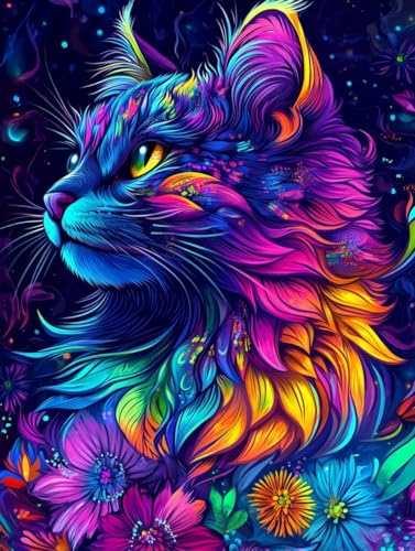 Tier Diamond Painting Katze Diamond Painting Erwachsene Kinder DIY 5D Vollbohrer Mosaikherstellung Stickerei Kreuzstich Diamanten Malerei Anfänger, Zimmer Deko Wohnzimmer Geschenke 40x50cm p7-77A Tier Diamond Painting Katze Diamond Painting Erwachsene Kinder DIY 5D Vollbohrer Mosaikherstellung Stickerei Kreuzstich Diamanten Malerei Anfänger, Zimmer Deko Wohnzimmer Geschenke 40x50cm p7-77A von LEYAUPGO