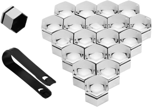 22 mm Radmutternkappen – 20 Stück Radmutternkappen for Schutz und zur Dekoration von Autonaben | Rostfreie Reifenmutternkappen(Silver,19mm) von LEYWHEF
