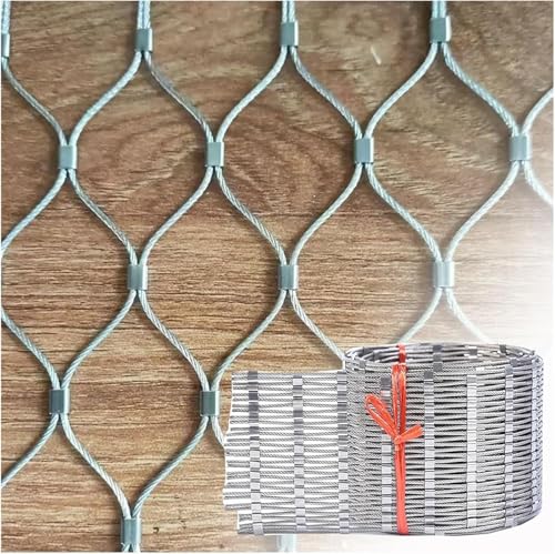 LEYWHEF Flexible Stainless Steel Rope Mesh Safety Netting for Balcony High-Altitude Fall Protection - Ideal for Football Fields, Gardens, and Stairs Fences(10cm/2mm,4x5m/13.1x16.4ft) von LEYWHEF