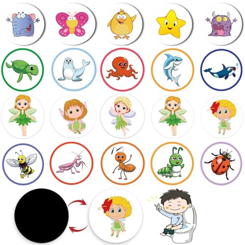 20 Stück Potty Training Stickers, Tier Töpfchen Training Sticker, Töpfchentraining, Auto Sticker Töpfchentraining, Für Wiederverwendbare Aufkleber Mit 20 Mustern Auto Tier. von LEZED