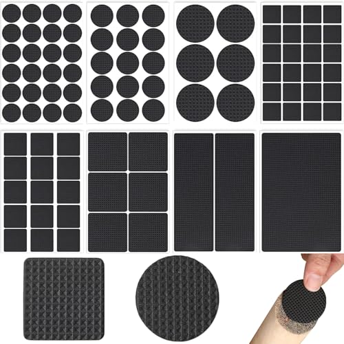 Anti Rutsch Pad 186 Stück Filzgleiter Selbstklebend, 8 Größen Möbel Filzgleiter 4 Mm Dicke Antirutsch, Pads Möbel Runde Und Rechteckige Antirutsch Aufkleber, Für Möbel Tisch Stuhl Bett Schrank Sofas von LEZED