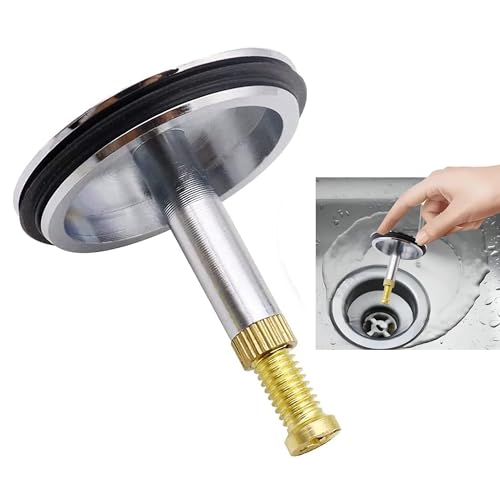 LEZED Badewannenstöpsel 43mm Silber Universal Badewanne Stopfen mit Verstellbarer Schraube Rostfrei Badewannen Stöpsel Verschluss aus Messing Badewannenstopper für Bad und Küchenspüle, 50~55mm von LEZED