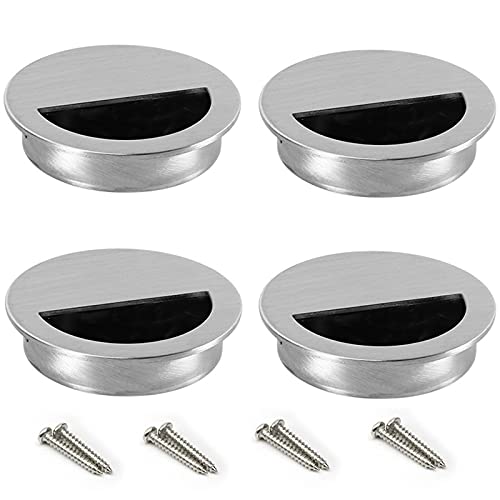 LEZED Griffmuschel Schiebetür Muschelgriff Rund Einlassgriff Verdeckt Möbelgriff Griffmulden Edelstahl Schiebetürgriff für Schubladen Schrank Kleiderschrank Schminktisch Muschel 50mm 4 Stück von LEZED