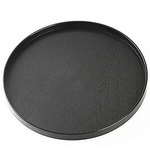 Lezed Runde Holz Serviertablett Servier Tablett kleines Gläsertablett Dekoteller Dekotablett Dekoplatte Tablett für Café, Bar, Restaurant 27 x 2 cm (Schwarz) von LEZED