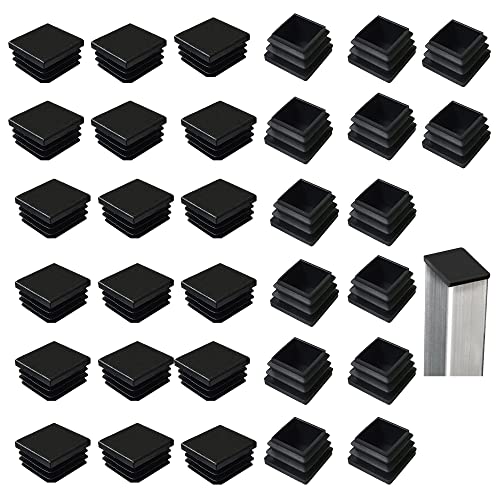 Lamellenstopfen für Vierkantrohre,32 Stück 25X25mm Rohrstopfen Quadratisch Abschlusskappen Kunststoff Schwarz Quadratstopfen schutzkappen tischbeine für Metallprodukte,Stühle,Sofas,Tische(25x25mm) von LEZED