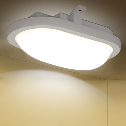 LEZOE Deckenlampe LED Deckenleuchte Bad 10W,1100lm 110(Lm/W) 4000K, IP54 Wasserfest Feuchtraumleuchte Badezimmerlampe, Badlampe Ideal für Bad/Küche/Balkon/Keller/Schlafzimmer/Flur oval 22.6x15x8cm von LEZOE
