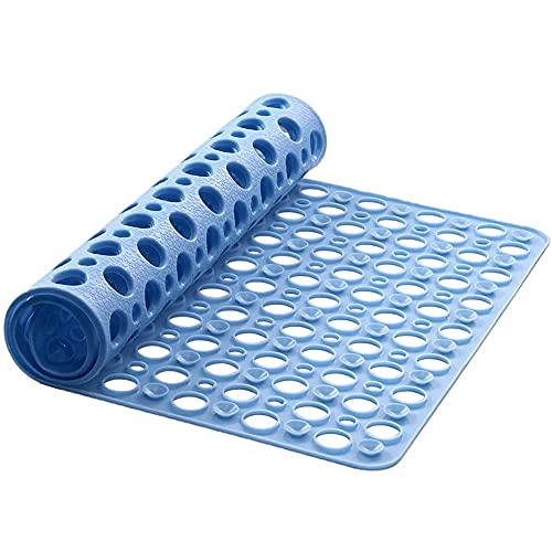 Duschmatte TPE Badewannenmatte Rechteck Badewanneneinlage mit Saugnapf rutschfest Badezimmermatte Anti Rutsch Dusche Matte Antibakteriell Duscheinlage BPA frei und Latexfrei Badematte(38x70cm,Blau) von LEZUAN