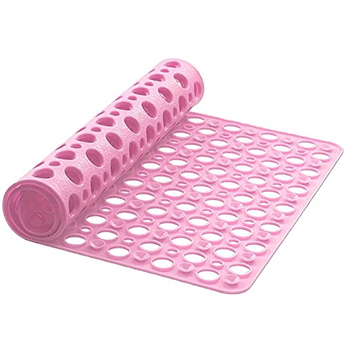 Duschmatte TPE Badewannenmatte Rechteck Badewanneneinlage mit Saugnapf rutschfest Badezimmermatte Anti Rutsch Dusche Matte Antibakteriell Duscheinlage BPA frei und Latexfrei Badematte(38x70cm,Rosa) von LEZUAN