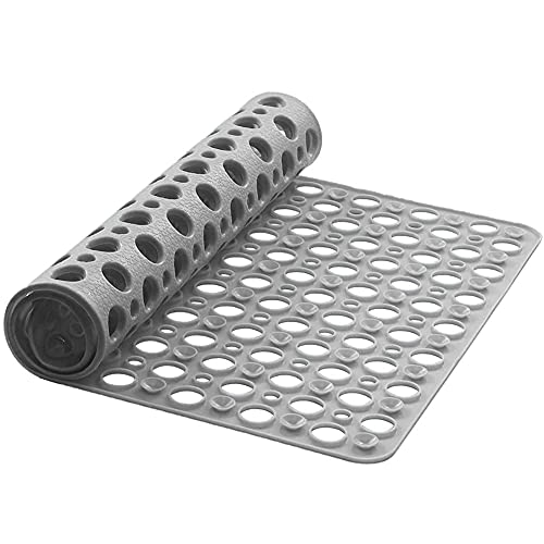 Duschmatte TPE Badewannenmatte Rechteck Badewanneneinlage mit Saugnapf rutschfest Badezimmermatte Anti Rutsch Dusche Matte Antibakteriell Duscheinlage BPA frei und Latexfrei Badematte(43x75cm,Grau) von LEZUAN