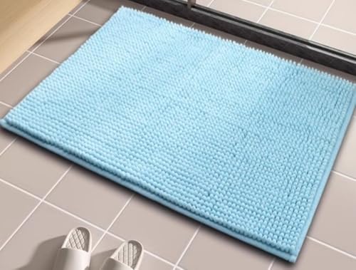 LEZUAN Badematte aus Chenille, Weich Badteppich, rutschfest Badvorleger, Absorbent Badezimmerteppich, Flauschig & Waschbar(Blau,50 x 80 cm) von LEZUAN