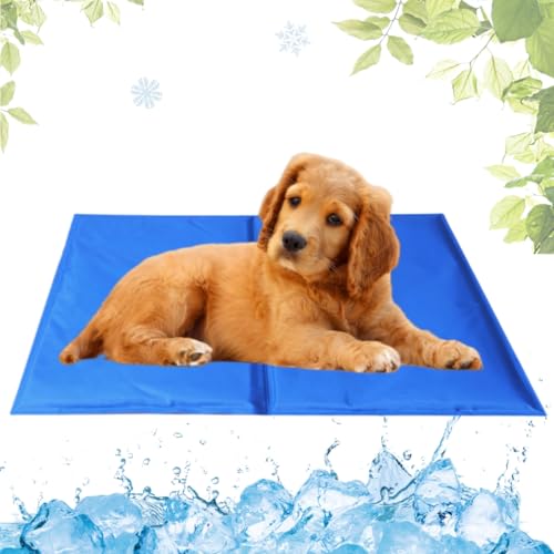 LEZUAN Kühlmatte Hunde mit Ungiftiges Gel, Selbstkühlende Hundematte Kratzfeste, Waschbar Kühlkissen für Haustiere, Langlebige Hund Kältematte, Perfekt für heißen Sommer(Blau,40x50cm) von LEZUAN