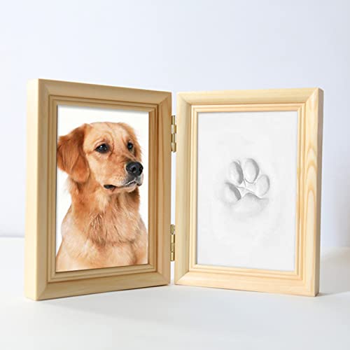 LEcylankEr Pfotenabdruck Set Hund und Katze,Holz Bilderrahmen,3D Gipsabdruck - Andenkenbox,Pet Pawprints Bilderrahmen und Abdruck-Set,Wanddekoration (Hölzern) von LEcylankEr