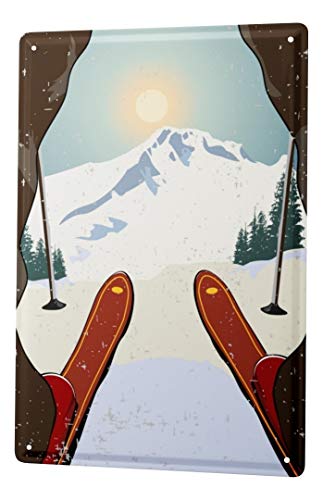 Blechschild Nostalgie Ski fahren von LEotiE SINCE 2004