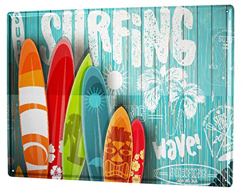 Blechschild Nostalgie Surfen Surfklub Wellenreiten von LEotiE SINCE 2004