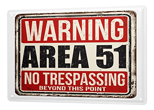 Blechschild Retro - Vintage Metall-Poster für Militär Fans - Warnung Area 51 Motiv - 20 x 30 cm von LEotiE SINCE 2004