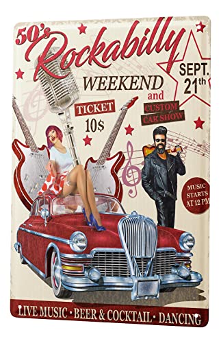 Blechschild Retro - Vintage Metall-Poster für Musik Fans - Auto Rockabilly Motiv - 20 x 30 cm von LEotiE SINCE 2004
