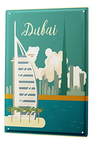 Blechschild Retro - Vintage Metall-Poster für Reise Fans - Dubai Burj al Arab Motiv - 20 x 30 cm von LEotiE SINCE 2004