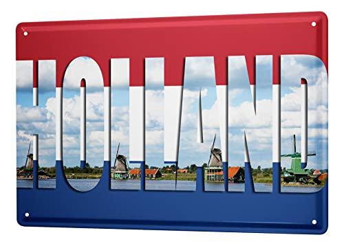 Blechschild Retro - Vintage Metall-Poster für Reise Fans - Holland Motiv - 20 x 30 cm von LEotiE SINCE 2004
