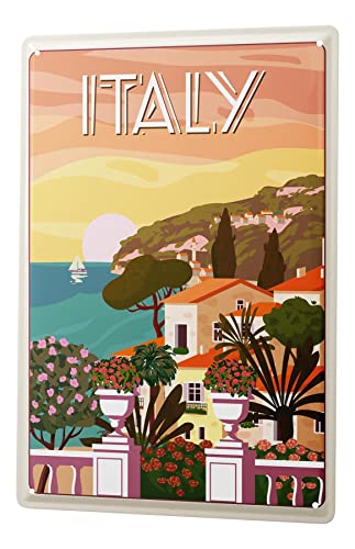 Blechschild Retro - Vintage Metall-Poster für Reise Fans - Italien Stadt Motiv - 20 x 30 cm von LEotiE SINCE 2004