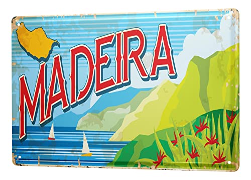 Blechschild Retro - Vintage Metall-Poster für Reise Fans - Madeira Portugal Motiv - 20 x 30 cm von LEotiE SINCE 2004