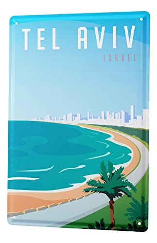 Blechschild Retro - Vintage Metall-Poster für Reise Fans - Strand Tel Aviv Motiv - 20 x 30 cm Blechschild Retro - Vintage Metall-Poster für Reise Fans - Strand Tel Aviv Motiv - 20 x 30 cm von LEotiE SINCE 2004