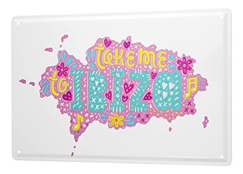 Blechschild Retro - Vintage Metall-Poster für das Wohnzimmer - Bring mich nach Ibiza Motiv - 20 x 30 cm von LEotiE SINCE 2004