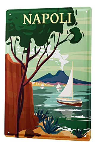 Blechschild Retro - Vintage Metall-Poster für das Wohnzimmer - Napoli Italien Motiv - 20 x 30 cm von LEotiE SINCE 2004