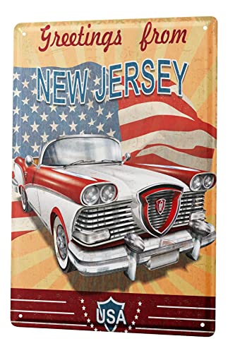 Blechschild Retro - Vintage Metall-Poster für das Wohnzimmer - New Jersey USA Odltimer Motiv - 20 x 30 cm von LEotiE SINCE 2004