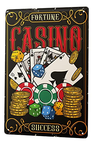 Blechschild Retro - Vintage Metall-Poster für den Partykeller - Casino Karten Motiv - 20 x 30 cm von LEotiE SINCE 2004