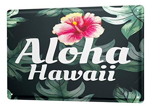 Blechschild Vintage Retro Metallschild Wandschild Blech Poster Abenteurer Hawaii Aloha von LEotiE SINCE 2004