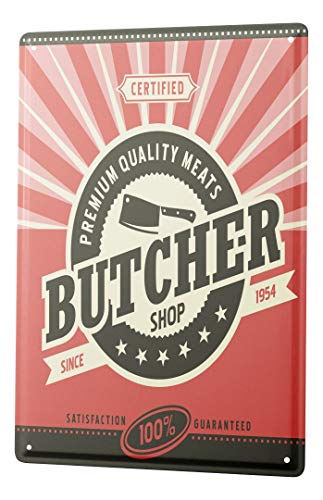 Blechschild Vintage Retro Metallschild Wandschild Blech Poster Beruf Zunft Metzger von LEotiE SINCE 2004