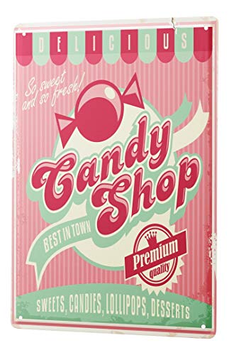 Blechschild Vintage Retro Metallschild Wandschild Blech Poster Fun Candy Shop von LEotiE SINCE 2004