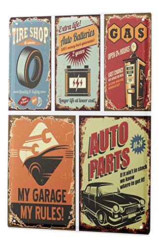 Blechschild Vintage Retro Metallschild Wandschild Blech Poster Garage Autoteile Tankstellen von LEotiE SINCE 2004