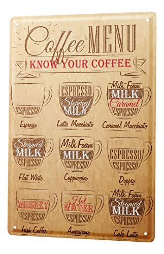 Blechschild Vintage Retro Metallschild Wandschild Blech Poster Kaffee Kaffeeauswahl von LEotiE SINCE 2004