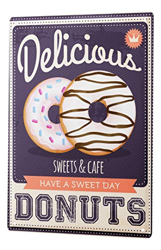 Blechschild Vintage Retro Metallschild Wandschild Blech Poster Küche Donuts von LEotiE SINCE 2004