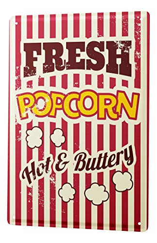 Blechschild Vintage Retro Metallschild Wandschild Blech Poster Küche Popcorn Kino von LEotiE SINCE 2004