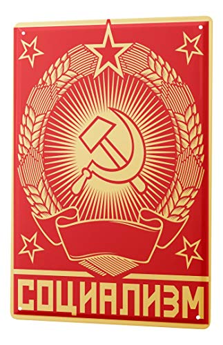 Blechschild Vintage Retro Metallschild Wandschild Blech Poster Nostalgie Hammer und Sichel von LEotiE SINCE 2004