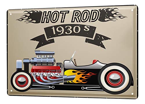 Blechschild Vintage Retro Metallschild Wandschild Blech Poster Oldtimer Auto Hot rod von LEotiE SINCE 2004