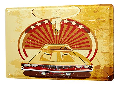Blechschild Vintage Retro Metallschild Wandschild Blech Poster Oldtimer Auto Texas muscle car von LEotiE SINCE 2004