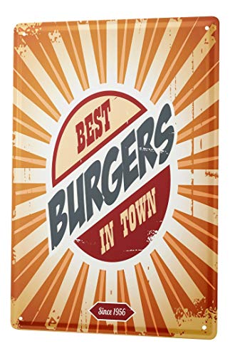 Blechschild Vintage Retro Metallschild Wandschild Blech Poster Retro Bester Burger der Stadt von LEotiE SINCE 2004